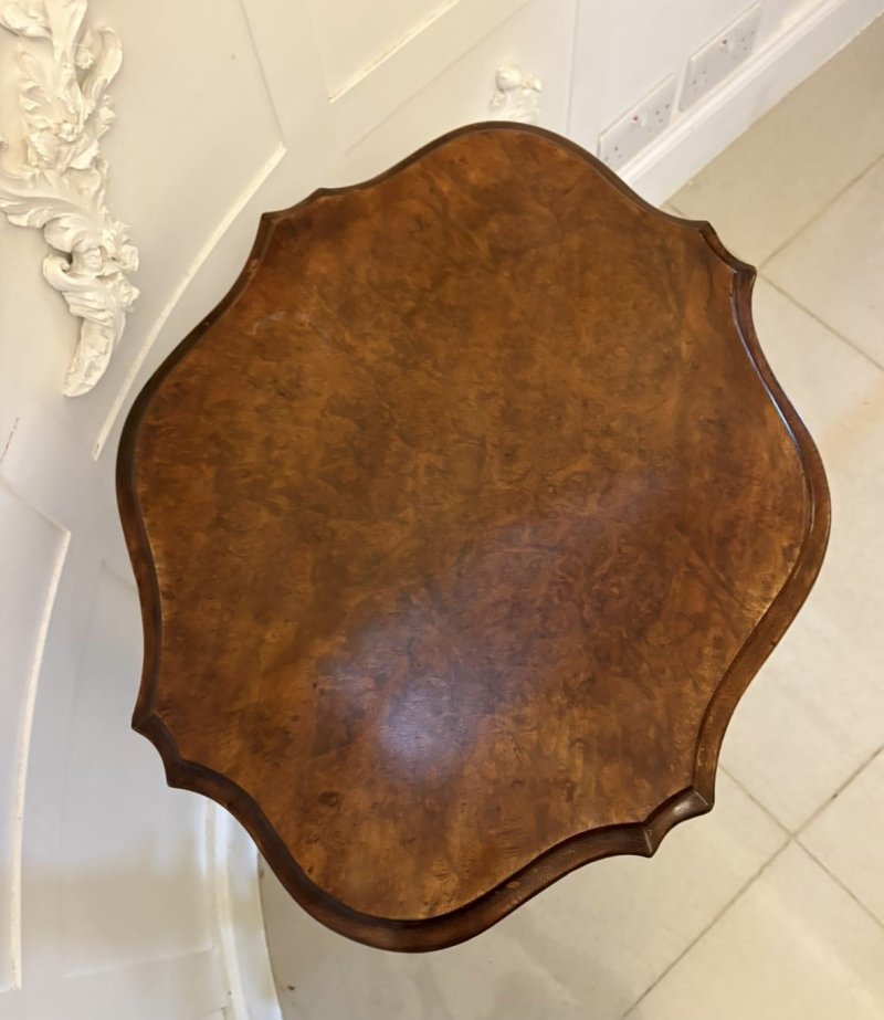 Antique Victorian Quality Burr Walnut Lamp Table - Image 3